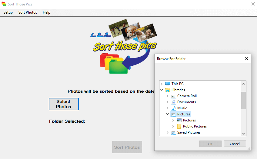 Select the folder where all your photos are saved